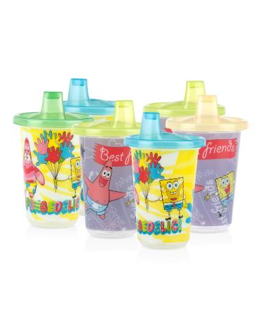Nuby 6 Pack Wash or Toss Reusable Cups & Lids with Spout Nickelodeon SpongeBob SquarePants 10 oz.