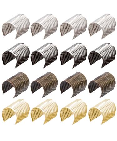 OIIKI 160PCS Leather Rope Clips Foldable Metal Fastener Cylindrical Opening Crimps for Leather Cords  Strings  DIY Crafts Jewelry Making for Earrings Bags -Light Gold  Black  Bronze  Silver-8.4x14mm