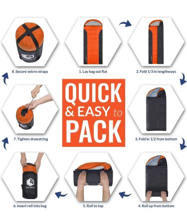 VENTURE 4TH Backpacking Sleeping Bag - Lightweight Warm & Cold Weather for Adults, Kids, Couples - Ideal for Hiking, Camping & Outdoor Adventures - XXL Double Size 4.5lbs | Orange/Gray - Buy Online on SooperMarket.com