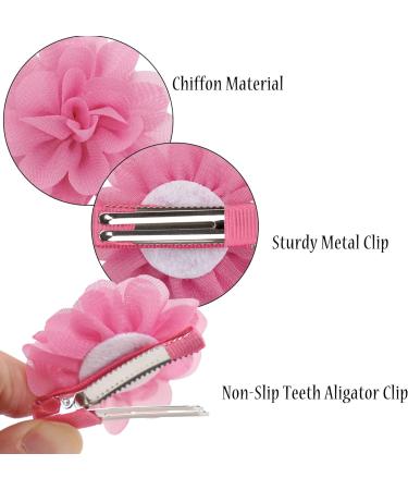 40pcs Chiffon Flower Baby Girl Hair Clips - Cute Ribbon Lined Clips for Infants & Toddlers - Buy Online on SooperMarket.com