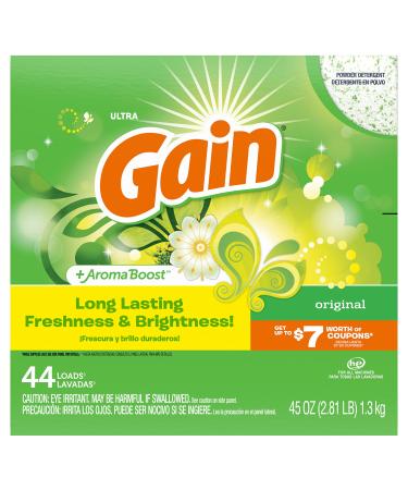 GAIN Powder Laundry Detergent for Regular & he Washers, Original Scent, 45 Oz (Packaging May Vary)