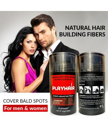 Hair Building Fibers for Instant Volume & Coverage | Conceal Thinning Hair & Bald Spots | Suitable for Men & Women (Black & Dark Brown - Buy Online on SooperMarket.com