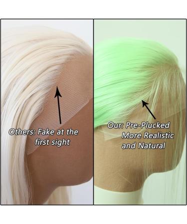 Light Green Synthetic Lace Front Wig - Long Straight Heat Resistant Fiber Hair - Pre Plucked Natural Hairline - for Cosplay and Daily Wear - Buy Online on SooperMarket.com