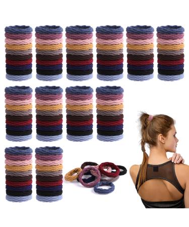 120 Pieces Seamless Hair Ties Hair Bobbles for Women Elastic Hair Ties No Damage Thick Hair Bands Women Girls Ponytail Holders for Thick Heavy and Curly Hair (10 Colors)