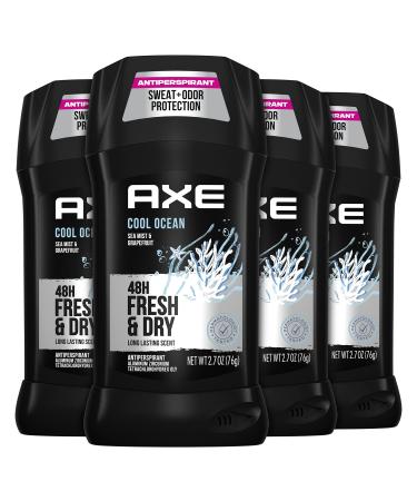 AXE Antiperspirant Deodorant For Men 48 Hour Sweat And Odor Protection For Long Lasting Freshness Cool Ocean Stay Dry For 48H With Men's Deodorant 2.7 oz 4 Count