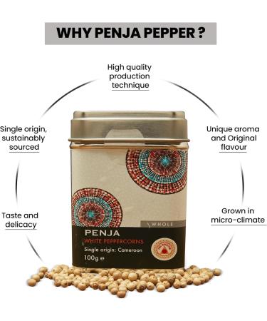 Fire Mountain White Penja Pepper 100g - 100% Natural Peppercorn Berries from Cameroon's Penja Valley - Buy Online on SooperMarket.com