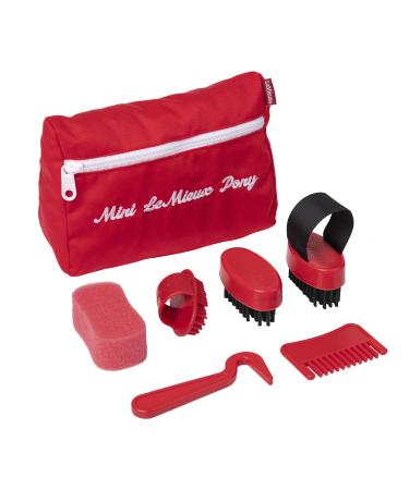 LeMieux Toy Pony Grooming Kit with Brushes Curry Comb & Sponge - Red - 3 Years +