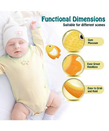 Golden Fish Baby Teething Toy - Food Grade Silicone Teether Ring for Babies 0-12 Months | Soft-Textured Infant Toy for Teething Relief & Brain Development - Buy Online on SooperMarket.com