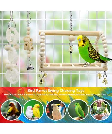 Deloky 7 Pack Bird Parrot Swing Chewing Toys - Hanging Bell Cage Toys for Small Parakeets, Cockatiels, Conures, Finches, Budgies, Macaws, Parrots, Love Birds - Buy Online on SooperMarket.com