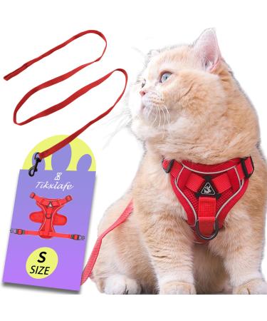 Tikxlafe cat dishes with a leash 150 cm cat lines with dishes polyester adjustable cat linen set breakout for kittens (red s) s red