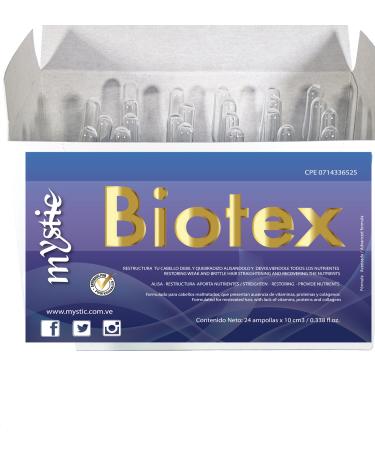Mystic Biotex Ampoule Anti-Frizz Restores and Repairs Damaged Hair - Provides Essential Nutrients and Vitamins - Hair Treatment Ampoules With Hyaluronic & Amino Acid (Pack 24)