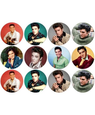 24 x Elvis Colour - Classic 4.4cm Edible Wafer Card Disc Cupcake Toppers (NOT PRE Cut)