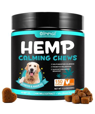 HUALIJIA Calming Treats For Dogs 150 Count Hemp Calming Chews for Dogs - Reduce Stress Relief Separation Barking Fireworks Thunderstorms - 100% Natural Ingredients Dogs Calming Treats (Chicken)