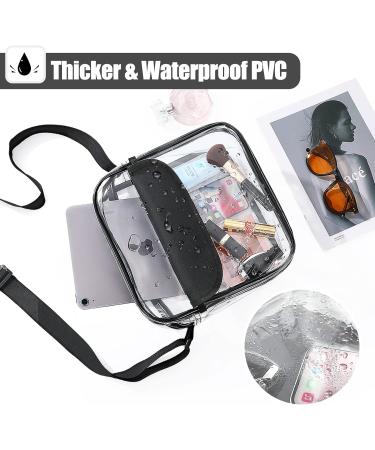 Moko Station Approved Clear Crossbody Bag | Transparent Adjustable Shoulder Bag for Sports Games & Concerts - Black 25.5x10.5x5 cm - Buy Online on SooperMarket.com