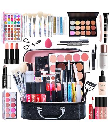 Bexdug make-up set gift set 35-part all-in-holiday set full multi-purpose beauty set with gift bag high-pigmented make-up palette make-up set for women complete make-up gift set