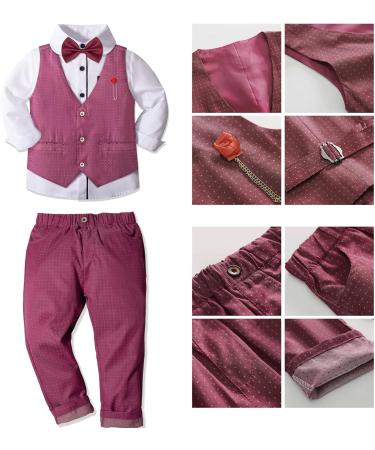Nwada Boys 4pcs Gentleman Suit Set | Wedding Boys Clothes | Wine Red Outfit 2-3 Years - Buy Online on SooperMarket.com