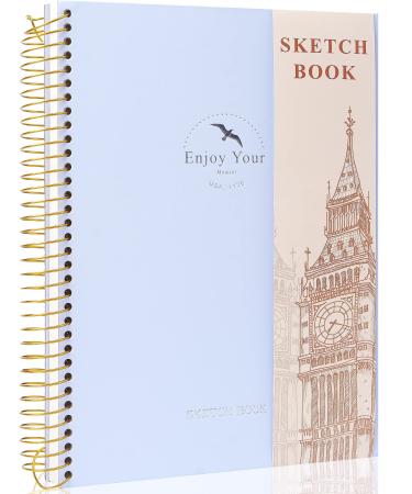 Hardcover Sketchbook for Drawing 8.5 x 11 Spiral Sketch Book for Adults Women Kids with 100gsm 68lb 120 Sheets Premium Paper Sketch Pad for Drawing Books Notebook Art Supplies, Blue