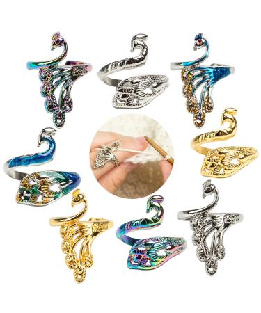 J.CARP 8 Pcs Adjustable Knitting Crochet Loop Ring  Braided Knitting Ring Yarn Guide Finger Holder for Mother Grandma Thanksgiving Presents 8pcs