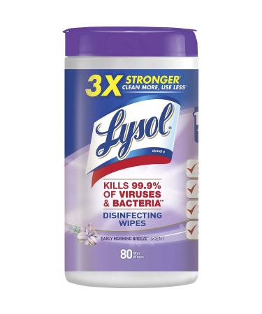 Lysol Disinfectant Wipes, Multi-Surface Antibacterial Cleaning Wipes, For Disinfecting and Cleaning, Early Morning Breeze, 80 Count