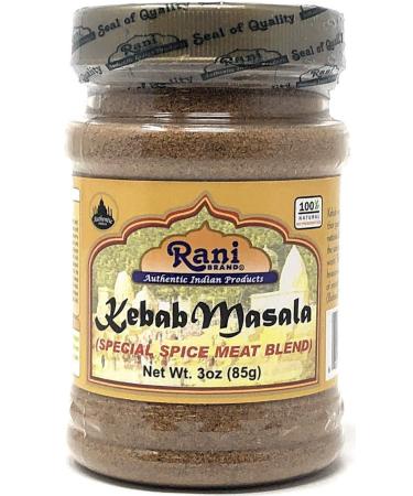 Rani Kebab Masala Indian Spice Blend for Meat Dishes 3oz (85g) PET Jar  All Natural, Salt-Free | Vegan | No Colors | Gluten Friendly | NON-GMO | Indian Origin Powder (Jar) 3 Ounce (Pack of 1)