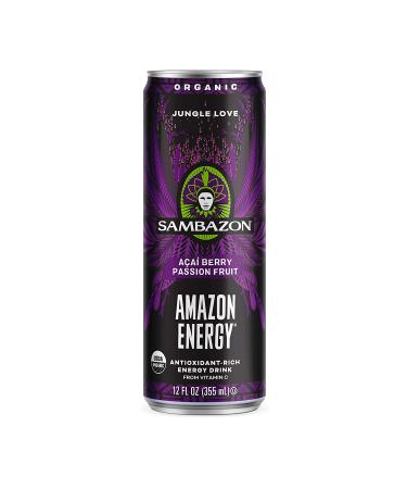 Sambazon Organic Jungle Love Energy Drink - Acai Berry & Passionfruit 12 Fl Oz (Pack of 12) - Buy Online on SooperMarket.com