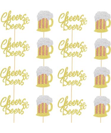Arthsdite 24Pcs Cheers Beer Mug Cupcake Toppers Beers Cake Topper Decorations Cheers Beer Festival Celebrating Birthday Party Supplies - Gold Glitter - Buy Online on SooperMarket.com