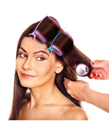55mm Self Grip Hair Rollers Set - 18 Pieces with Duck Teeth Hair Clips for Women & Men - Buy Online on SooperMarket.com