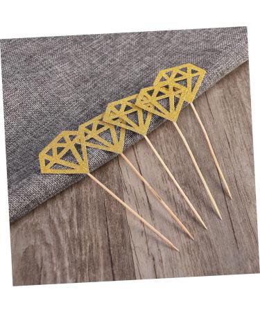 AOKWAWALIY 50pcs Wedding Decoration Diamond Shaped Cupcake Picks Cupcake Diamond Topper Cake Topper Diamond Glitter Diamond Wedding Ceremony Decorations Fruit Happy Birthday Bride Golden medium - Buy Online on SooperMarket.com