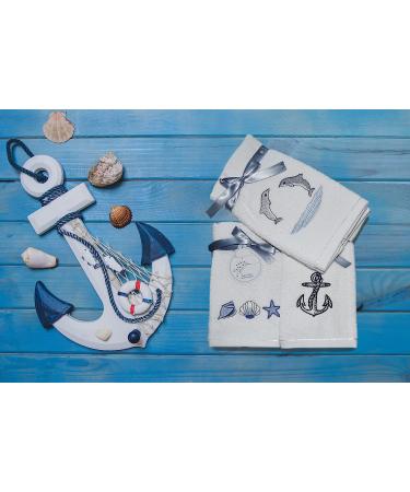 Luxury Ocean Themed Dolphins Fingertip Towels - 6-Piece Set 12x20 Inches - Buy Online on SooperMarket.com