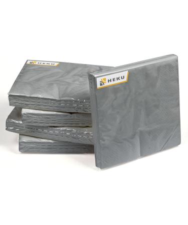 HEKU 100 Monochrome Napkins - 3-Layer 33x33cm | Stylish Gray 5-Pack for Events & Gastronomy | Highly Absorbent & Uniform Quality - Buy Online on SooperMarket.com