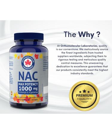 Orthomolecular Laboratories - NAC Supplement N-Acetyl-L-Cysteine 1000mg 125 Tablets Max Potency - Liver Health Lung Health and Respiratory Supplements - N-Acetyl Cysteine NAC Glutathione Supplement - Buy Online on SooperMarket.com