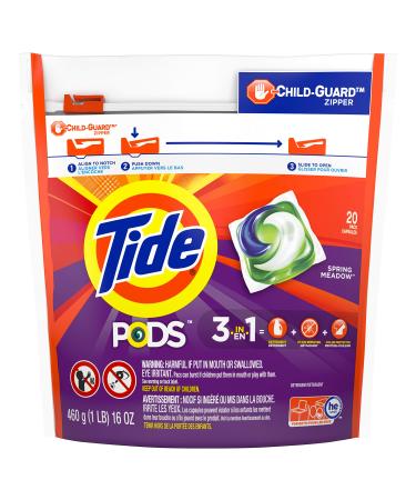 Tide PODS Liquid Laundry Detergent Pacs, Spring Meadow, 20 Count 1