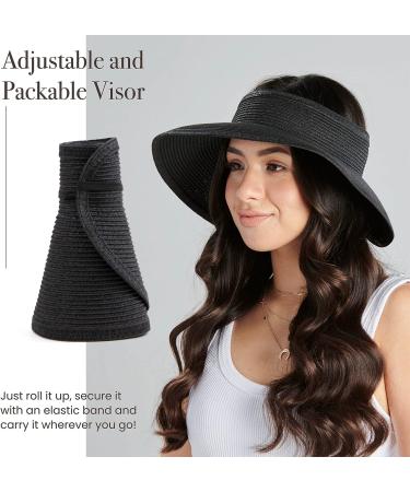 San Diego Hat Company Women's Adjustable Packable Roll-Up Visor - Black - Buy Online on SooperMarket.com