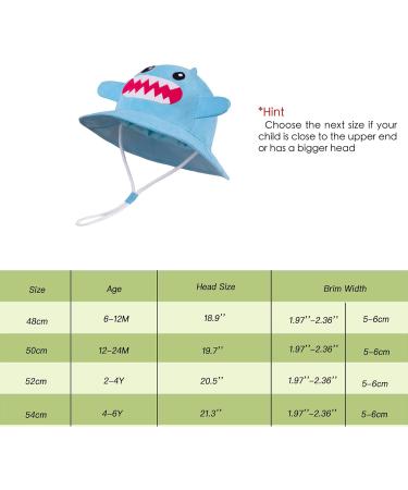 LANGZHEN Baby Girls Beach Sun Hat with Chin Strap, Blue Shark Design - Size 6-12 Months - Buy Online on SooperMarket.com