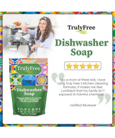 Truly Free Auto Dishwasher Soap 12.5oz - Natural Concentrated Dishwasher Detergent Hard Water Stain Remover No Harmful Ingredients - Sparkling Clean Dishes - Buy Online on SooperMarket.com