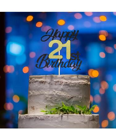 Shop Sumerk 21 Cake Attachments Gold & Black Birthday Party Decor for 21st Celebration - Buy Online on SooperMarket.com