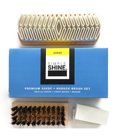 Premium Suede Brush Nubuck Cleaner Crepe Brush and Suede Eraser Set | Complete Shoe Cleaning Bristle Brushes Kit for Nap Care