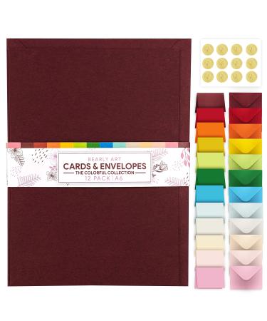 Bearly Art Colorful Collection - Blank Cards with Envelopes - A6 Size Compatible with Cricut Joy - 92 lb Premium Cardstock - Perfect for Creating Handmade Greeting Cards - Includes 12 Sealing Stickers