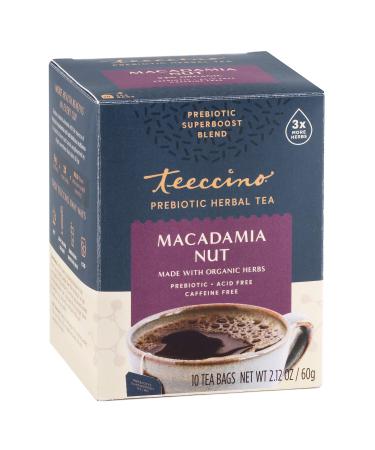 Teeccino Prebiotic Herbal Tea Organic Macadamia Nut Caffeine Free 10 Tea Bags 2.12 oz (60 g)