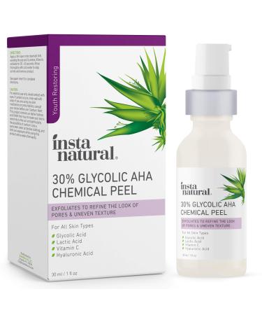 Glycolic Acid 30% AHA Chemical Peel - Blackhead, Dark Spot & Scar Removal & Treatment for Face - AHA Peeling Solution, Professional at Home Facial Exfoliant - Lactic Acid & Vitamin C - 1 oz