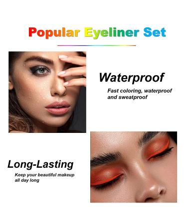 Glitter Eyeliner Pen Set - 12 Colored Waterproof Eye Liners for Women - Long-Lasting Professional Makeup - Colorful Set 02 - Buy Online on SooperMarket.com