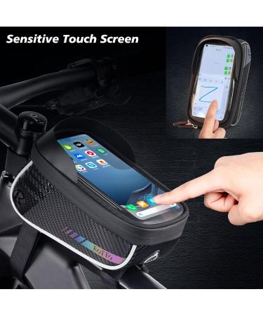 ROTTO Waterproof Bicycle Frame Bag | Top Tube Cell Phone Holder with Rain Cover - Black V1 - Buy Online on SooperMarket.com
