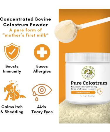 Organic Wholistic Pet Bovine Colostrum Powder for Dogs & Cats | Allergy Relief, Gut Health, Immune Support | High Antibody Levels | Puppies & Adult Dogs/Cats - Buy Online on SooperMarket.com