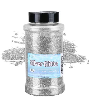 TORC Silver Fine Glitter 1 Pound 16 OZ Glitter Powder for Tumblers Resin Crafts Slime Cosmetic Nail Painting Festival Decoration