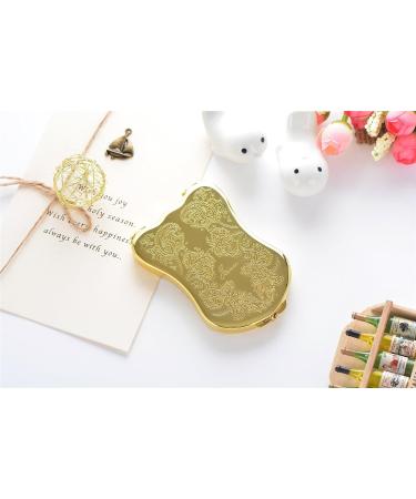 Jinvun Antique-Like Compact Mirror: Durable Travel Makeup Mirror - Shield Shape, Magnification, & Clear Reflection - Vintage Design - Unique Jewellery Gift - Gold02 - Buy Online on SooperMarket.com
