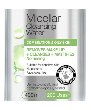 Garnier Skin Naturals Micellar Cleansing Water 400ml for Combination & Sensitive Skin - Buy Online on SooperMarket.com