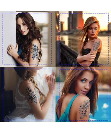 2 Week Flower Semi Permanent Tattoos for Women - 8 Large Sheets & Long-Lasting Juice Upgrade - Realistic Temporary Tattoo Stickers - Set of 10 Sheets - Buy Online on SooperMarket.com