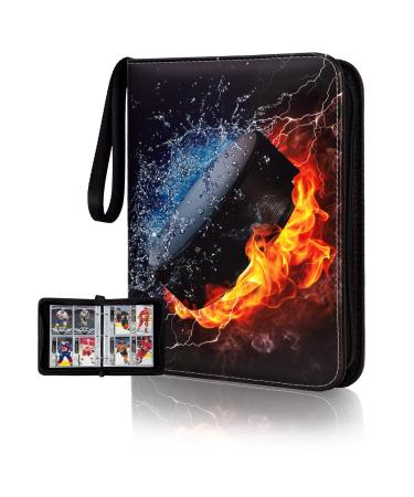 Card Binder Compatible with Ice Hockey Card, Trading Card, MTG and Other TCG, Fits 400 Cards with 50 Removable Pages, Card Holder Collector for Standard Size Card (Yellowicehocky)