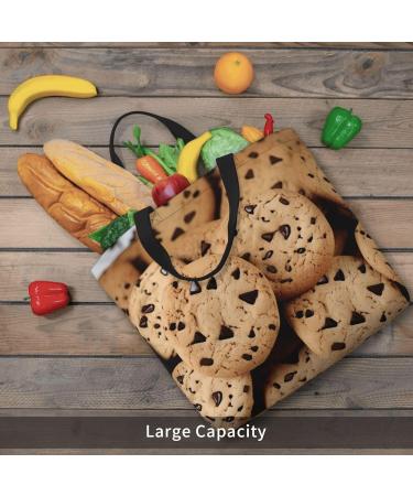 DEHIWI Cookies Food Chocolate Chip Biscuits Tote Bag For Women Waterproof Casual Shoulder Bag With Zipper Grocery Handbags For Office Shopping Travel Black One Size - Buy Online on SooperMarket.com
