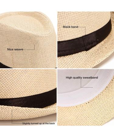 Beige Mens Straw Fedora Hat | Trilby Sun Panama Wool Hat | Size 7 1/4 (58cm) - Buy Online on SooperMarket.com